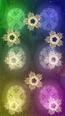 Düz dizayn. Kar Tanesi Mozaik ikonu. Sembol kışı, donmuş, Noel, yeni yıl tatili. Raster tasarımı. Siluet kar tanesi işareti izole edilmiş yeşil, nötr ve kahverengi renkler. Grafiksel element dekorasyonu.