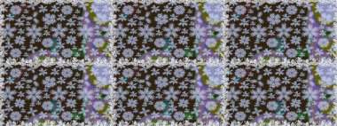 Raster Çiçek İllüstrasyonu 'nun şirin tekstili. Kahverengi renklerde etnik çiçeklerle kusursuz bir desen..