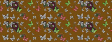 Robot resim. Raster illüstrasyonu. Dekoratif stil. Soyut renkli arkaplan. Renkli sayfa dekoratif kelebeği. Yetişkin ve büyük çocuklar için boyama kitabı.