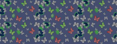 Moda tarzı. Kızlar, erkekler, elbiseler, duvar kağıtları için soyut çizim kalıbı. Kelebek, kanat, neon renkli yaratıcı raster arka plan. Tekstil ve kumaş için komik kelebek deseni.