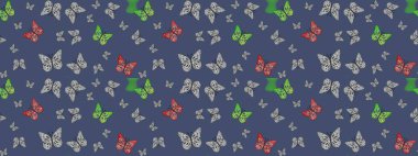 Moda tarzı. Kelebek, kanat, neon renkli yaratıcı raster arka plan. Kızlar, erkekler, elbiseler, duvar kağıtları için soyut çizim kalıbı. Tekstil ve kumaş için komik kelebek deseni.