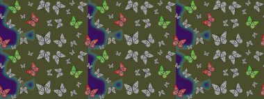 Çizim, karalama, karalama. Sonsuz. Raster illüstrasyonu. Erkekler, kızlar, elbiseler, duvar kağıtları için soyut çizim kalıbı. Kelebeklerle çizim yapın.