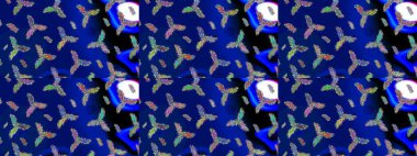 Düz kar karalama ikonları, kar taneleri silueti mavi, siyah ve yeşil renklerde Noel afişi, kartlar. Güzel soyut kar tanesi raster tasarımı. Yeni yıl kar tanesi.