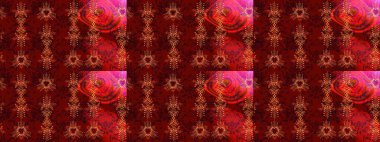 Çiçek Elementleri 'nin soyut geçmişi. Raster kış deseni. Kırmızı, kahverengi ve siyah renkler üzerine tasarım. Raster illüstrasyonu.