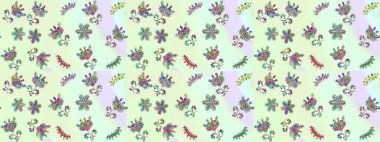 Renkli arka planda izole kar taneleri. Raster illüstrasyonu. Kar taneleri radyal nötr, bej ve gri renkler.