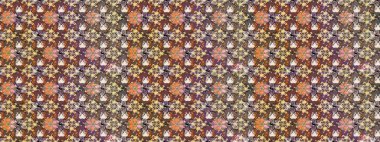 Raster illüstrasyonundaki çiçek desenli çizim. Suluboya tarzında kahverengi ve bej renkte çiçekler.