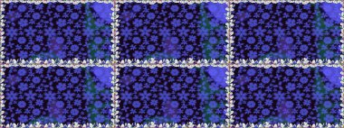 Renkli Bahar Temalı Kusursuz Arkaplan. Raster illüstrasyonu. Düz Çiçek Elementleri Tasarımı. Güzel kumaş deseni. Zentangle soyut çiçekleri. Çiçek tozu..