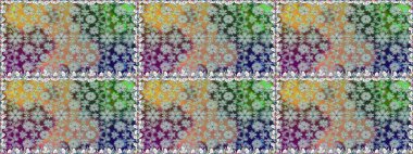 Renkli Bahar Temalı Kusursuz Arkaplan. Gri renkli çiçekler. Çiçekli, suluboya desenli kusursuz çiçek deseni. Düz Çiçek Elementleri Tasarımı. Raster illüstrasyonu.