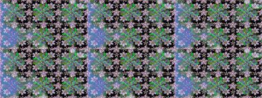 Oldukça eski bir besin torbası deseni, küçük yeşil renkte, çiçekler. Millefleur 'lar. Tekstil, kumaş, kapaklar, duvar kağıtları, baskı, naylon, yapıştırma, örgü, dekupaj için çiçeksiz arkaplan.