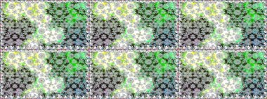 Düz Çiçek Elementleri Tasarımı. Asya tekstil tarzında. Kusursuz çiçek deseni. Gri renkli çiçekler. Renkli Bahar Temalı Kusursuz Arkaplan. Raster illüstrasyonu.