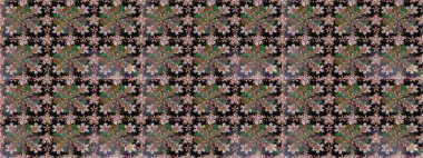 Çiçekli güzel suluboya desen. Raster illüstrasyonu. Siyah renklerde.