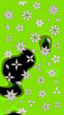 Zarif, parlak ve yeşil çiçek desenli bir taslak. Sabıka baskıları, bebek kıyafetleri, duvar kâğıtları, paket kutuları vb..