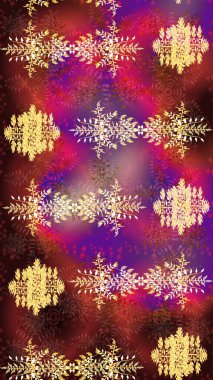 Raster kahverengi, mor ve kırmızı kar tanelerinden izole edilmiş. Renkli kar taneleri Raster çizimi. Güzel kış süsleri..