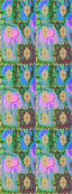 Kraliyet lüksü, altın barok kumaş rengi eskiz. Raster eskiz deseni altın antika ortaçağ dekoratifi, yapraklar ve yeşil renkli altın desenli süslemeler..