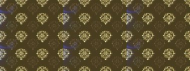 Kusursuz ortaçağ çiçek deseni. Dekoratif simetri arabesk. Kahverengi, yeşil ve gri renklerde altın. Doğum günü kartı, davetiye ya da afiş için iyidir. Raster illüstrasyonu.