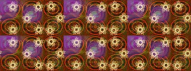 Soyut duvar kâğıdı, ambalaj dekorasyonu. Kahverengi, mor ve turuncu renklerde şirin kar taneleri. Kışın sembolü, mutlu noeller, mutlu yeni yıl kutlaması Raster illüstrasyonu. Kar tanesi kadar basit..