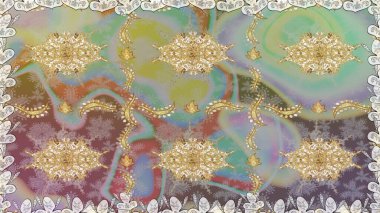 Paisleys zarif çiçek desenli arkaplan duvar kâğıdı çizimi klasik stil, modern 3D çizgili sanat eseri altın ve nötr desenli çiçek yaprakları ve süslemeleri..