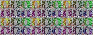 Şirin çiçekli kusursuz desen ve nötr renklerde yapraklar, suluboya çiçekli desen, duvar kağıdı, kart veya kumaş için fayanslı. Raster illüstrasyonu.