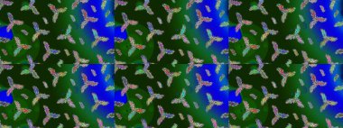 Yeşil, mavi ve gri renkli suluboya kar taneleri. Güzel dekorasyon. Raster illüstrasyon kar taneleri. Kışın sembolü.