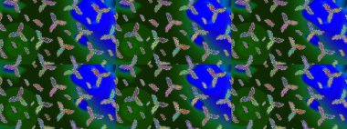 Kar tanesi renkli desen. Renk arka plan üzerinde izole soyut kar taneleri ile düz tasarım. Raster kar taneleri arka plan. Raster resim. Snowflakes desen.