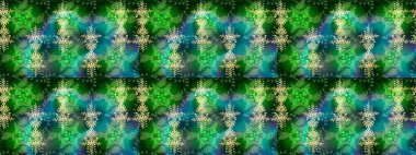 Farklı kar taneleri toplayıcısı, yeşil, mavi ve nötr renklerde kış elementleri. Raster Noel soyut renkli arkaplan ve tatlı kar tanesi.