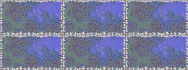 Tekrarlanan karalamalar. Mavi arka planda el çizimi. Mistik, semboller. Kusursuz renk çizimi deseni.