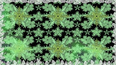 Raster illüstrasyonunda kusursuz çiçek deseni. Renkli Yaz Temalı Kusursuz Arkaplan. Yeşil renkli çiçekler. Düz Çiçek Elementleri Tasarımı.