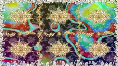 Lüks, kraliyet ve Viktorya dönemi konsepti. Klasik barok çiçekli, nötr yerine altın desenli. Tarafsız renklerde altın element. Süslü raster dekorasyonu.