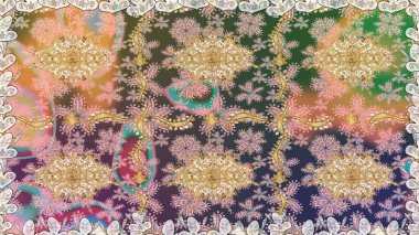 Altın elementlerle bej renklerde altın desen. Raster oryantal süs. Kusursuz altın desen.