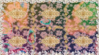 Barok tarzında kusursuz bir doğulu süsü. Raster geleneksel bej renkleri üzerinde altın pürüzsüz desen.