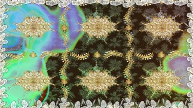 Çiçek süsü kumaş deseni, cam, altın elementlerle kahverengi renklerde çiçek desenli metal. Klasik raster altın pürüzsüz desen.