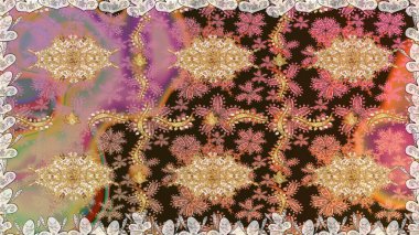 Şam, tasarım için kusursuz desen. Kahverengi renklerde, altın elementlerle pürüzsüz desen.