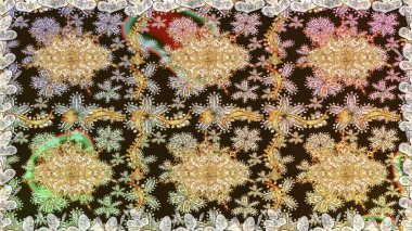 Kusursuz oryantal klasik altın desen. Kahverengi renklerde altın tekrarlayan elementler içeren Raster soyut arkaplanı.