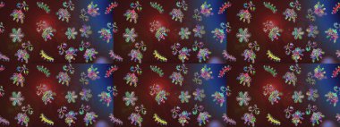 Şirin çiçekler. Satır seamless modeli. Rasterleştirme Trendy kumaş deseni.