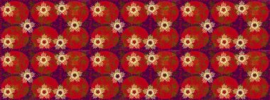 Kırmızı ve mor renkte çiçekler. Elle boyanmış suluboya resim çizimi çiçekler ve bitkiler.