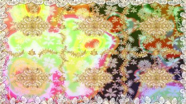 Klasik klasik klasik arka plan. Geleneksel oryantasyon süsü. Kusursuz klasik raster nötr ve altın desenli.