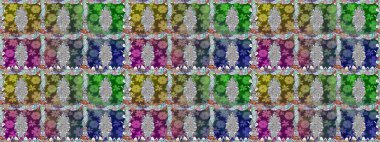 Raster illüstrasyonu. Yeşil renkli Asya tekstili. Çiçeklerle suluboya desenleri.