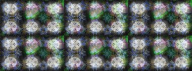 Raster illüstrasyonu. Kar tanelerinin soyut arkaplanlı Noel şablonu. Gri, nötr ve yeşil renkler. Noel ve Yeni Yıl moda baskıları için tatil tasarımı.