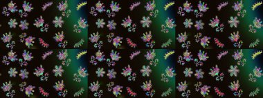 Çiçekli eskiz deseni. Siyah, gri ve yeşil renkli çiçekler. El çizimi. Suluboya çizimi.