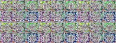 Tarafsız renklerde etnik çiçeklerle kusursuz bir desen. Raster Çiçek İllüstrasyon Şirin Tekstil.