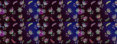 Manzaralı çiçek deseni. Çiçek kompozisyonu, el boyası, hassas şablon. Üst manzara, yumuşak kahverengi, siyah ve mavi renkli. Sevgililer günü ve tebrik kartı konsepti için şık bir davet.