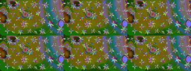 Güzel kumaş deseni. Düz Çiçek Elementleri Tasarımı. Raster Illustrasyon 'daki Çiçek Deseni' nin son moda çizimi. Renkli Yaz Teması çizim şablonu.