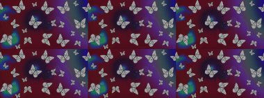 Kahverengi renklerin çizimi. Watercolor Style 'da uçan kelebeklerle eskiz kalıbı. Doğadaki güzellik. Kumaş, Tekstil, Baskı ve Davetiye için arka plan. Raster illüstrasyonu.