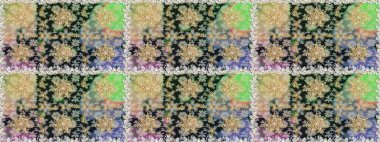 Paisleys zarif çiçek desenli dikdörtgen arka plan duvar kâğıdı illüstrasyonlu klasik stil, modern 3D çizgili sanat altın ve gri desenli çiçek yaprakları ve süslemeleri..