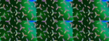 Kar taneleri arka planda. Raster illüstrasyonu. Kar taneleri deseni. Arkaplanda soyut kar taneleri olan düz tasarım. Kar tanesi süslemeli desen.