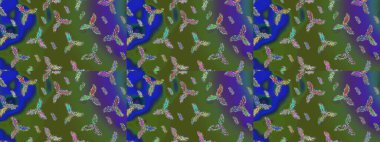 Raster illüstrasyonu. Yeşil, mavi ve menekşe rengi ve kar taneleri. Raster Noel soyut renkli arkaplan ve tatlı kar tanesi.