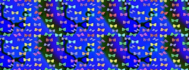 Kelebekli çizim şekli. Bahar ve yaz tasarımı için renkli bir arkaplan. Elle çizilmiş illüstrasyon. Raster renklendirilmiş sonsuz doku.