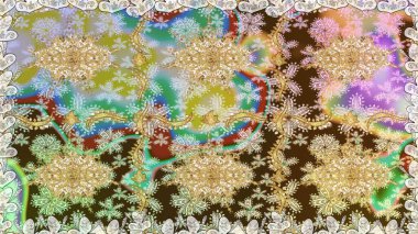 Klasik klasik klasik arka plan. Geleneksel oryantasyon süsü. Kusursuz klasik raster nötr ve altın desenli.