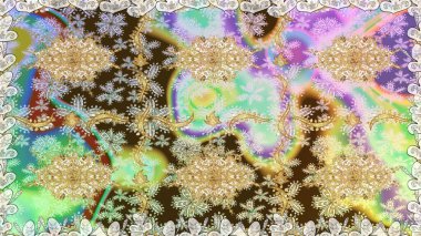 Tarafsız renklerde altın rengi ve altın elementler üzerinde altın pürüzsüz desen. Noel, kar tanesi, yeni yıl. Tarafsız renklerde, altın elementlerle kusursuz bağ dokusu.