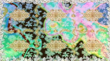 Altın elementlerle nötr renklerde altın desen. Kusursuz klasik altın desen. Raster geleneksel oryantasyon süsü.